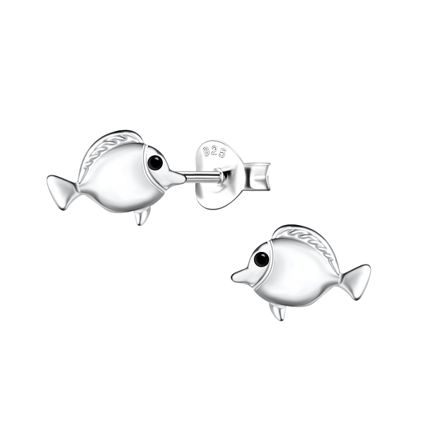 Silver Fish Stud Earrings - 21532