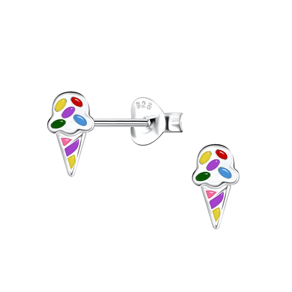 Silver Ice Cream Stud Earrings - 21533