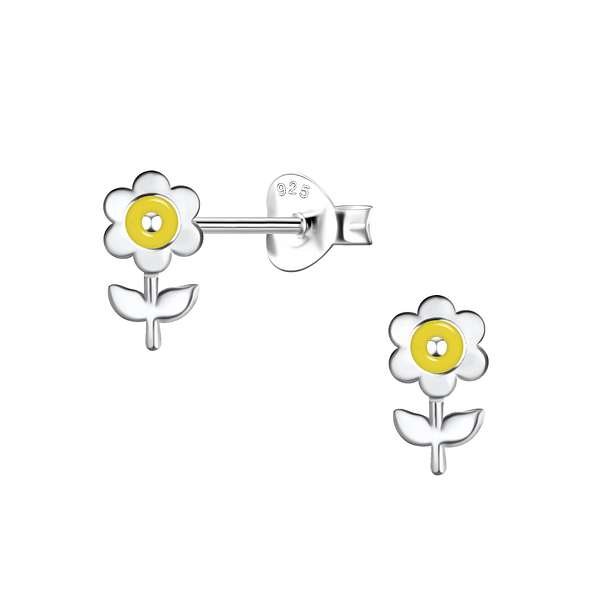Silver Flower Stud Earrings - 21534