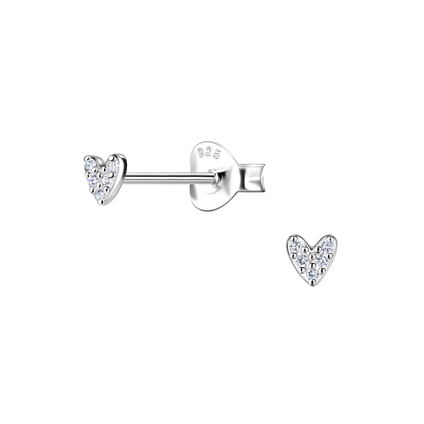 Silver Heart Stud Earrings - Wholesale - 21520