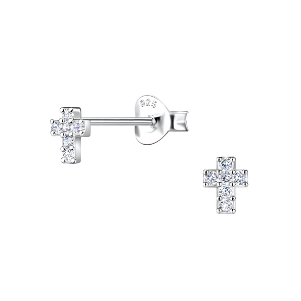 Silver Cross Stud Earrings - 21521