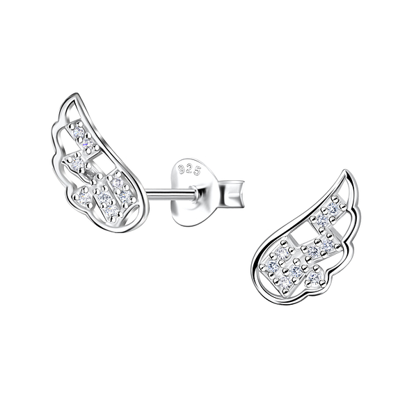 Silver Wing Stud Earrings - 21522