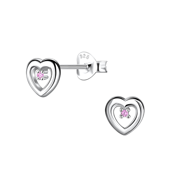 Silver Heart Stud Earrings - 21523