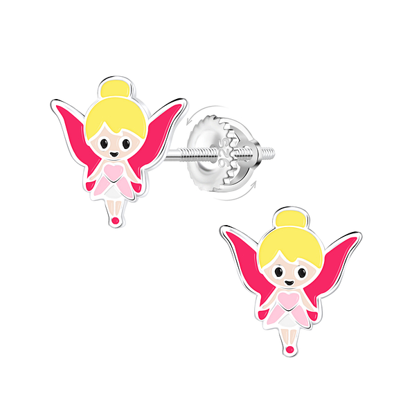 Silver Fairy Screw Back Earrings - 21482