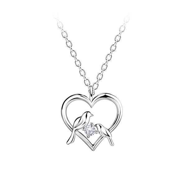 Silver Love Birds Necklace - 21470