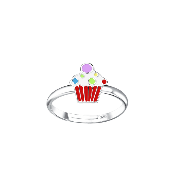 Silver Cupcake Adjustable Ring - 20198