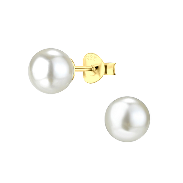 8mm Pearl Silver Stud Earrings - 21602