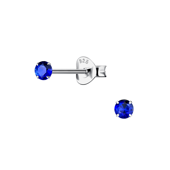 3mm Round Cubic Zirconia Silver Stud Earrings - 21641