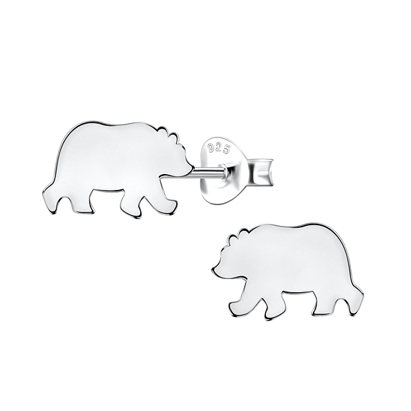 Silver Bear Stud Earrings - 21669