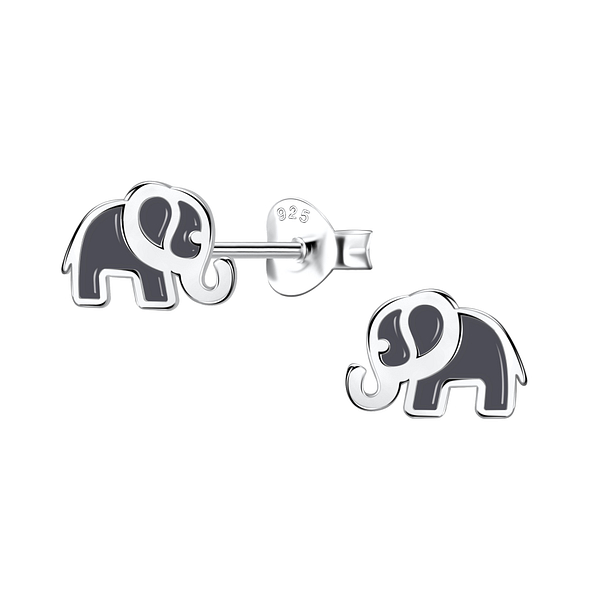 Silver Elephant Stud Earrings - 21570
