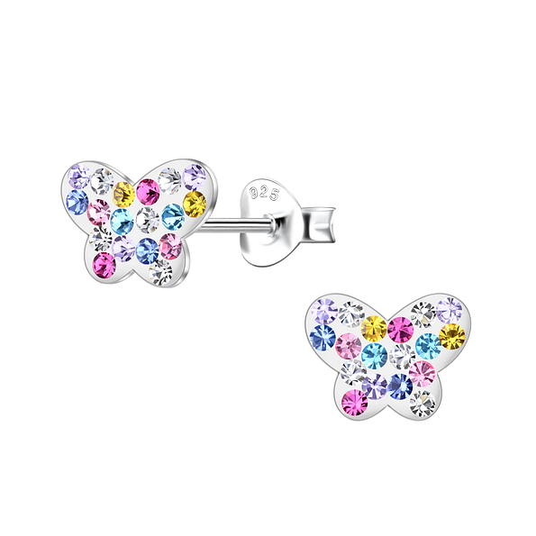 Silver Butterfly Stud Earrings - 21651
