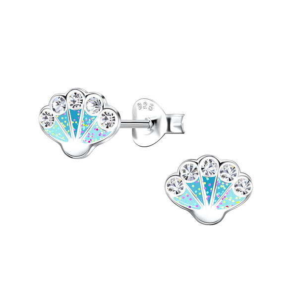 Silver Shell Stud Earrings - 21578