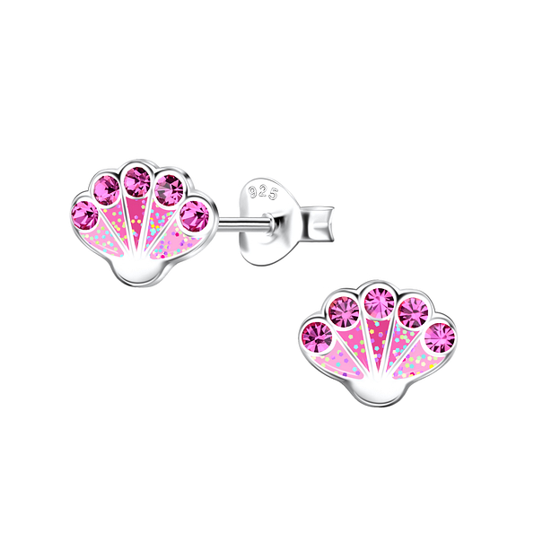 Silver Shell Stud Earrings - 21668