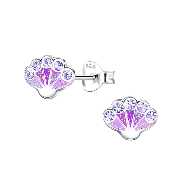 Silver Shell Stud Earrings - 21575