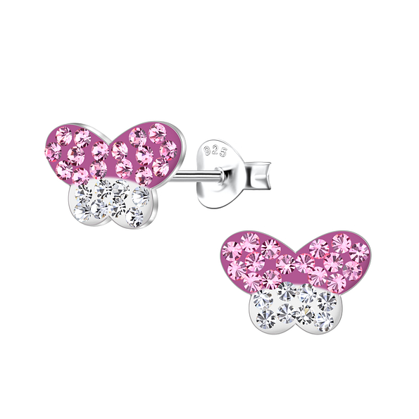 Silver Butterfly Stud Earrings - 21619