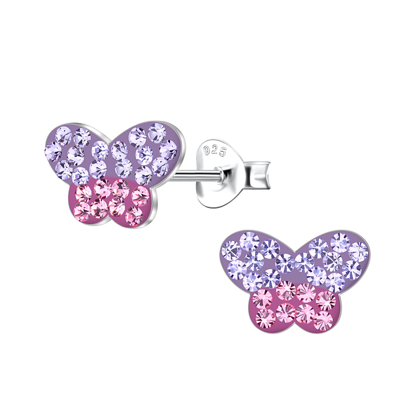 Silver Butterfly Stud Earrings - 21620