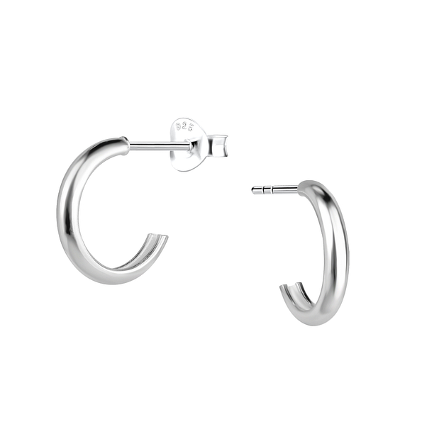 Silver Half Hoop Stud Earrings - 21654 Silver Half Hoop Stud Earrings - 21654