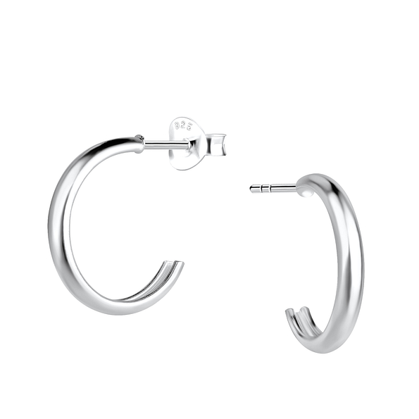 Silver Half Hoop Stud Earrings - 21655 Silver Half Hoop Stud Earrings - 21655