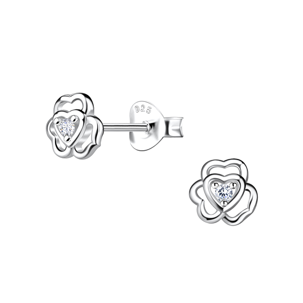 Silver Flower Stud Earrings - 21660
