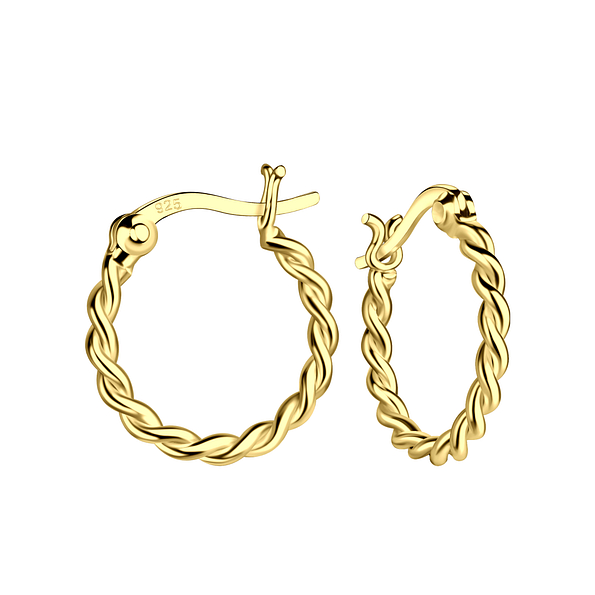 16mm Silver Twisted French Lock Hoop Earrings - 21562 16mm Silver Twisted French Lock Hoop Earrings - 21562