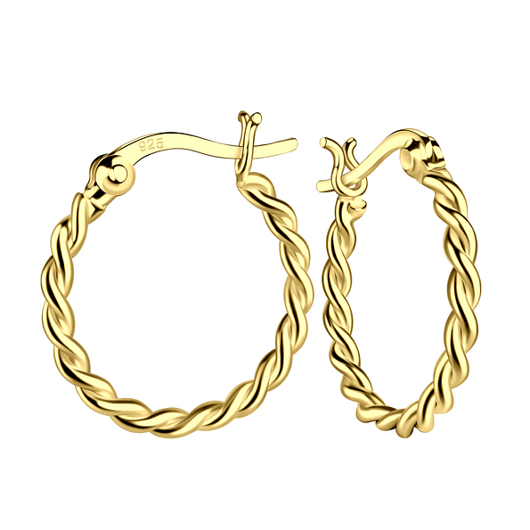 18mm Silver Twisted French Lock Hoop Earrings - 21601