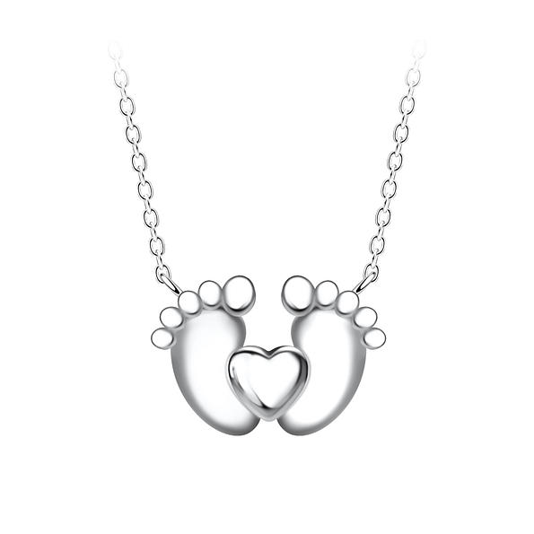 Silver Foot Print Necklace - 21674