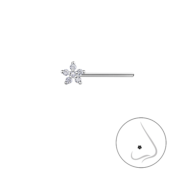 Silver Flower Nose Stud - 21572