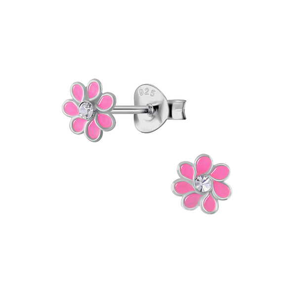Silver Flower Stud Earrings - 21720