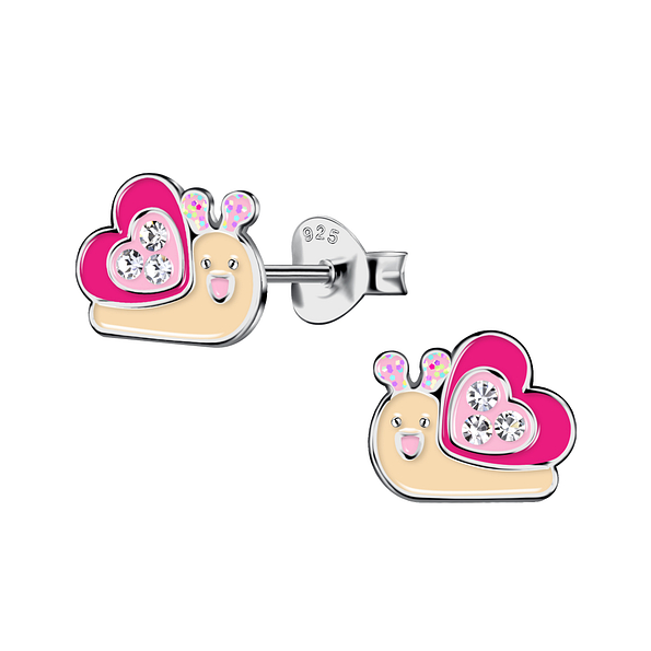 Silver Snail Stud Earrings - 21741