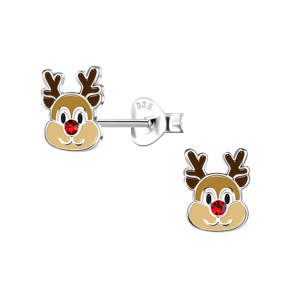Silver Reindeer Stud Earrings - 21767