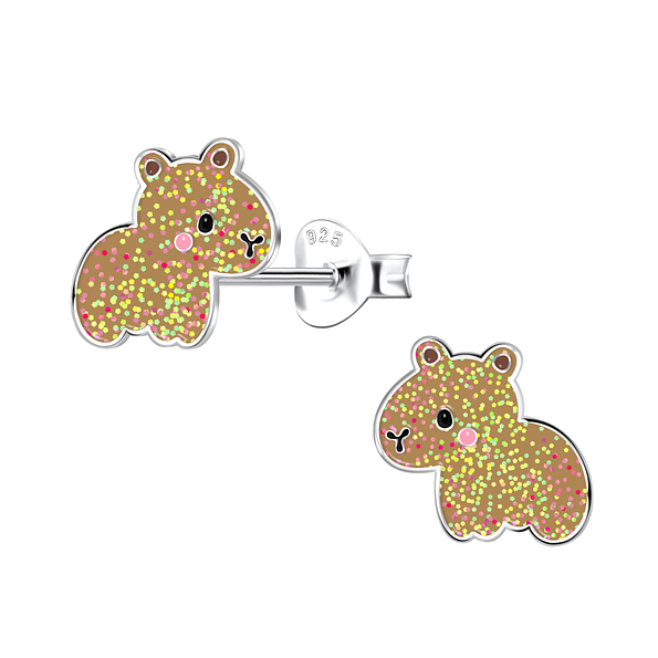 Silver Capybara Stud Earrings - 21755