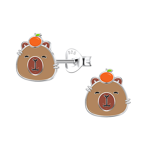 Silver Capybara Stud Earrings - 21684