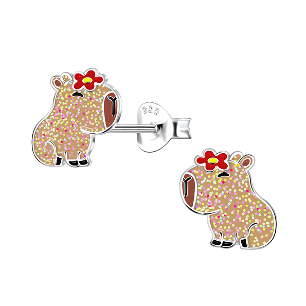 Silver Capybara Stud Earrings - 21683 Silver Capybara Stud Earrings - 21683