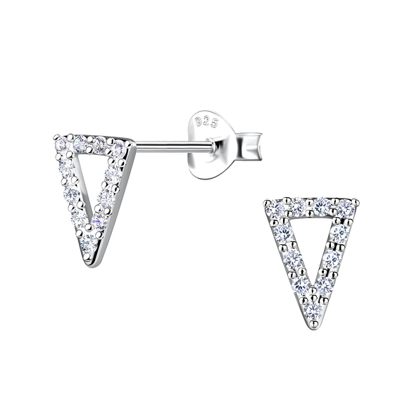 Silver Triangle Stud Earrings - 21700