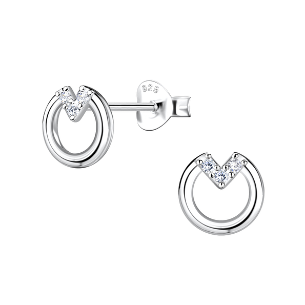 Silver Geometric Stud Earrings - 21704