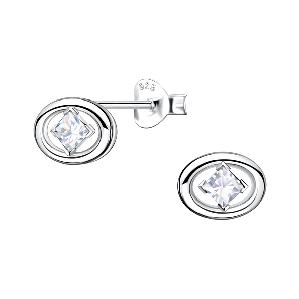Silver Geometric Stud Earrings - 21760