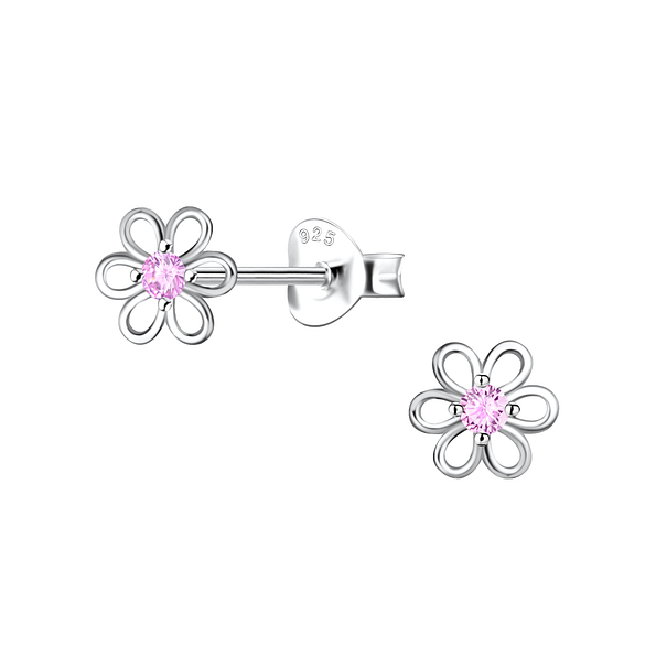 Silver Flower Stud Earrings - 21762