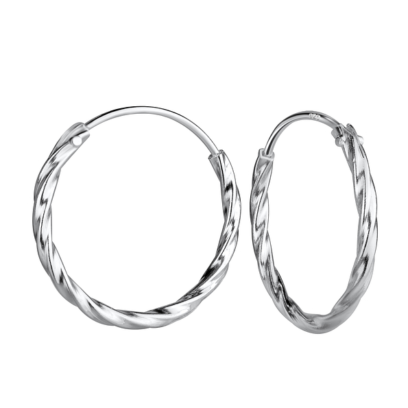 19mm Silver Twisted Hoop Earrings - 21689