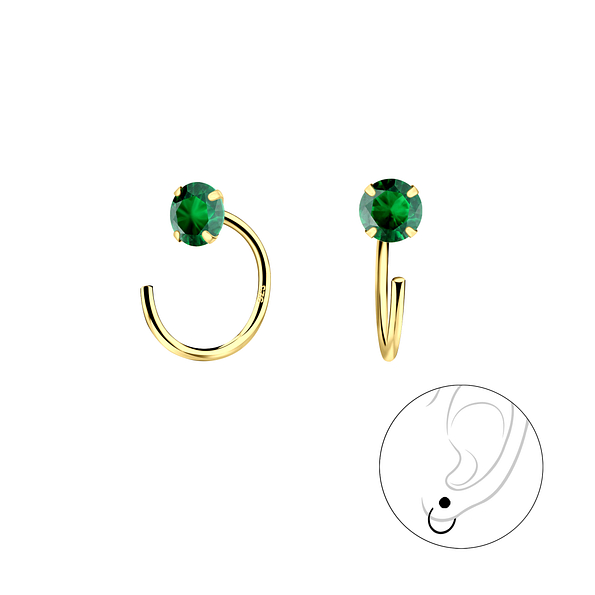4mm Round Cubic Zirconia Silver Ear Huggers - 21880