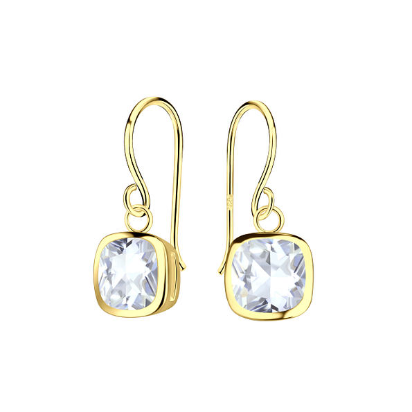6mm Cushion Cubic Zirconia Silver Earrings - 21888