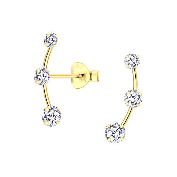 Silver Cubic Zirconia Line Stud Earrings - 21849