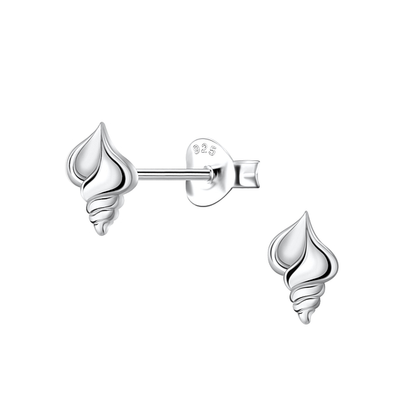 Silver Shell Stud Earrings - 21793
