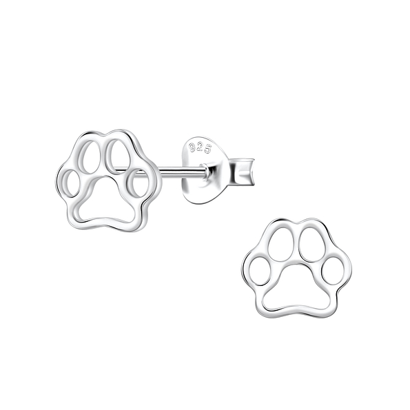 Silver Paw Print Stud Earrings - 21795 Silver Paw Print Stud Earrings - 21795