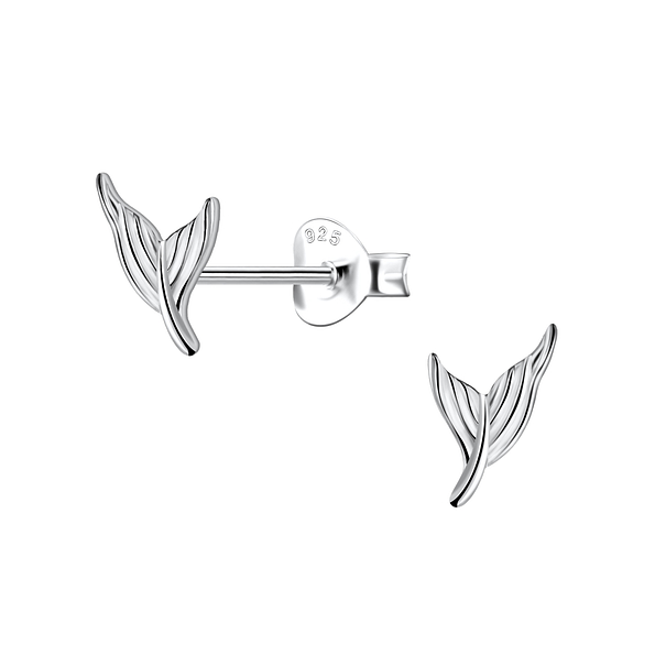 Silver Mermid Tail Stud Earrings - 21869