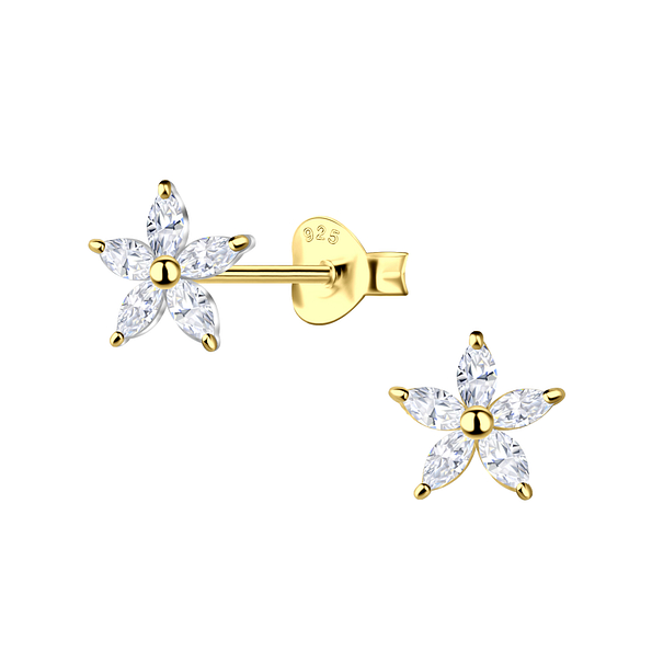 Silver Flower Stud Earrings - 21918