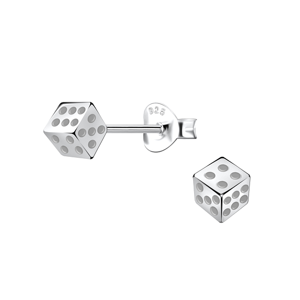 Silver Dice Stud Earrings - 21820