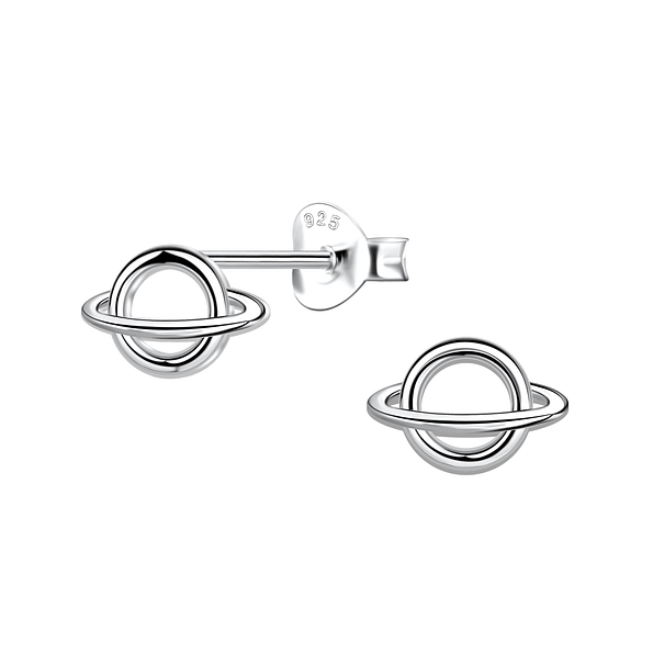 Silver Saturn Stud Earrings - 21796