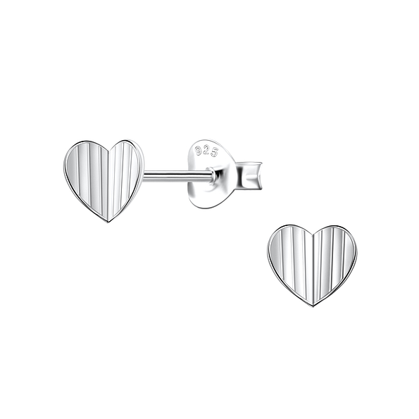 Silver Heart Stud Earrings - 21797