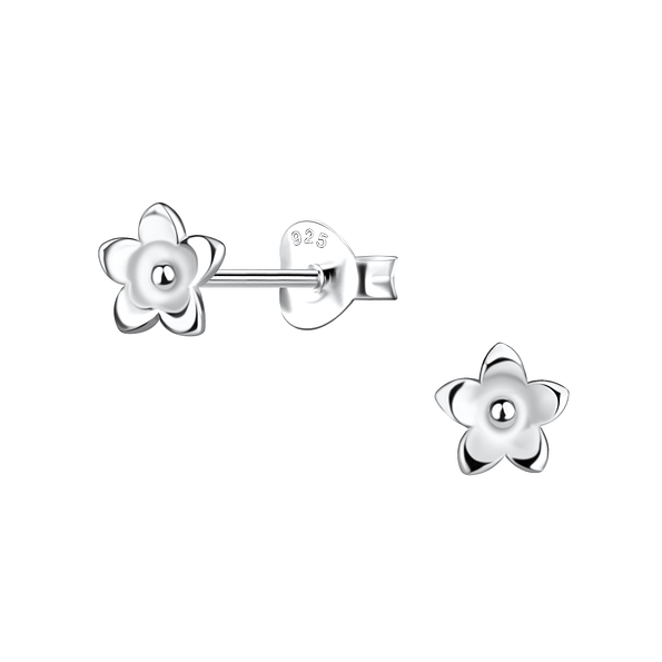 Silver Flower Stud Earrings - 21832