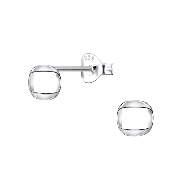 Silver Geometric Stud Earrings - 21833